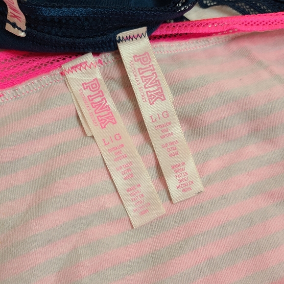 Y2K VS PINK 2pk Cotton Lace Extra Low Rise Hipster Panties Size Lg Pink Blue - Picture 5 of 7